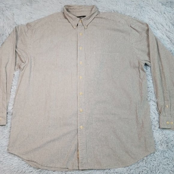 Eddie Bauer Mens Shirt Biege Tall XXL Pocket Button Up Preppy Career 2XL - Picture 1 of 12